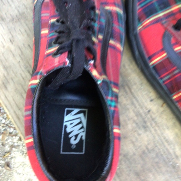 Vans Mens Red Plaid with Leather Tongue Size 10.5 - Picture 4 of 5